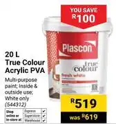 Builders Warehouse Plascon 20L True Colour Acrylic PVA 544312 offer