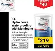 Builders Warehouse Fired Earth Damp-X 5L Hydro Force Waterproofing With Membrane 757010, 757017 offer