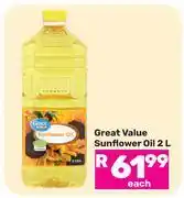Game Great Value Sunflower Oil-2L offer