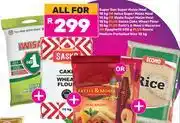 Game SuperSun/Iwisa/Nyala Maize Meal 10kg+Sasko Wheat Flour 10Kg+Fatti&Moni Macaroni 500g+Econo Rice 10kg offer