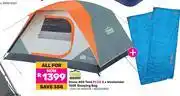 Game Campmaster Dome 405 Tent Plus 2 x Weekender 150E Sleeping Bag 823438/850004852 offer
