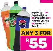Game Pepsi Light Or Pepsi Original Or Pepsi Max or Mirinds Orange or Mountain Dew 2Ltr-For Any 3 offer