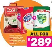 Game Excella Long Grain Rice 10Kg+Golden Cloud Wheat Cake Flour 10Kg+Econo Super Maize Meal 10Kg-For All offer