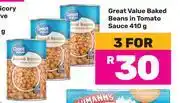 Game Great Value Baked Beans In Tomato Sauce-For 3 x 410g offer