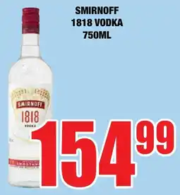 Boxer Liquors Smirnoff 1818 vodka offer