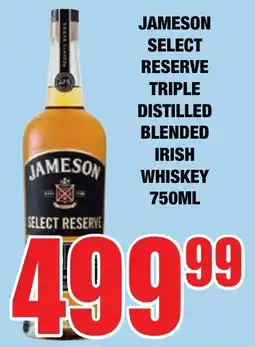 Boxer Liquors Jameson select reserve triple distilled blended irish whiskey offer