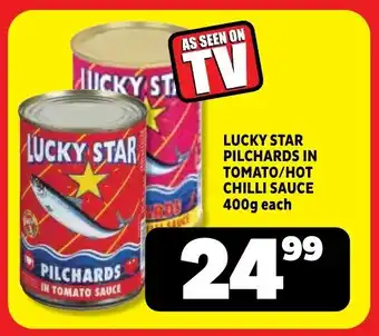 Usave Lucky star pilchards in tomato/ hot chilli sauce offer