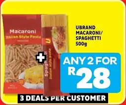 Usave Ubrand macaroni/ spaghetti offer