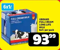 Usave Ubrand full cream long life milk offer
