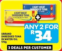 Usave Ubrand shredded tuna in water/ oil offer