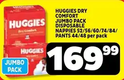 Usave Huggies dry comfort jumbo pack disposable nappies/ pants offer