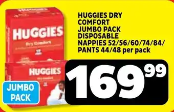 Usave Huggies dry comfort jumbo pack disposable nappies/ pants offer
