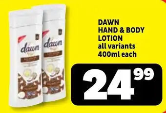 Usave Dawn hand & body lotion offer