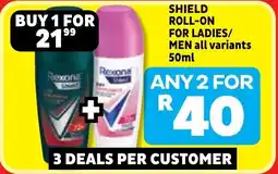 Usave Shield roll-on for ladies/ men offer