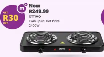 Shoprite Ottimo Twin Spiral Hot Plate 2400W offer