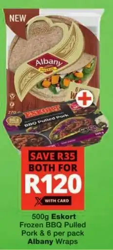Checkers Hyper Eskort Frozen BBQ Pulled Pork & Albany Wraps offer