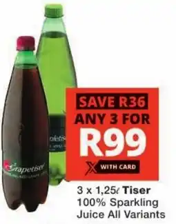 Checkers Hyper Tiser 100% Sparkling Juice All Variants offer