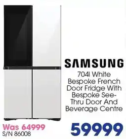Hirsch's Samsung White Bespoke French Door Fridge With Bespoke See-Thru Door And Beverage Centre offer