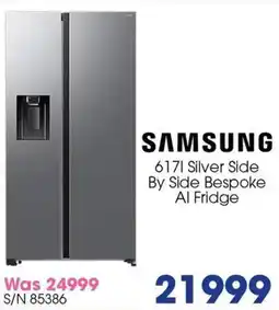 Hirsch's Samsung Silver Side By Side Bespoke AI Fridge offer