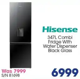 Hirsch's Hisense Combi Fridge With Water Dispenser Black Glass offer