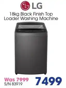 Hirsch's LG Black Finish Top Loader Washing Machine offer