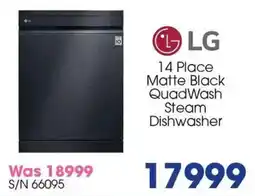 Hirsch's LG 14 Place Matte Black QuadWash Steam Dishwasher offer