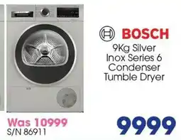 Hirsch's Bosch Silver Inox Series 6 Condenser Tumble Dryer offer