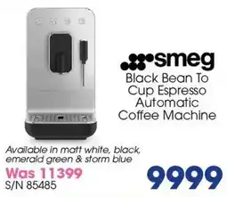 Hirsch's Smeg Black Bean To Cup Espresso Automatic Coffee Machine offer