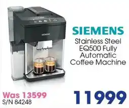 Hirsch's Siemens Stainless Steel EQ500 Fully Automatic Coffee Machine offer