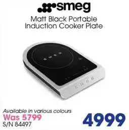 Hirsch's Smeg Matt Black Portable Induction Cooker Plate offer