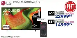 Hirsch's LG 65" EVO AI 4K 120HZ Smart TV offer
