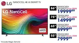 Hirsch's LG NanoCell 55" 4K AI Smart TV offer