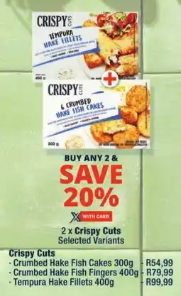 Checkers Crispy Cuts Crumbed Hake Fish Cakes offer