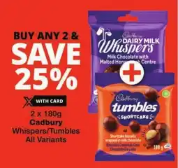 Checkers Cadbury Whispers/ Tumbles All Variants offer