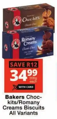 Checkers Bakers Choc-kits/ Romany Creams Biscuits All Variants offer