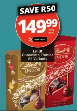 Checkers Lindt Chocolate Truffles All Variants offer