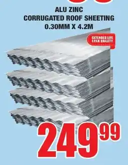 Boxer ALU ZINC CORRUGATED ROOF SHEETING 0.30MM X 4.2M offer