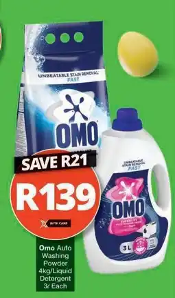 Checkers Omo Auto Washing Powder 4kg/Liquid Detergent 3L Each offer