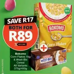 Checkers Bokomo Corn Flakes 1kg & Weet-Bix Cereal offer