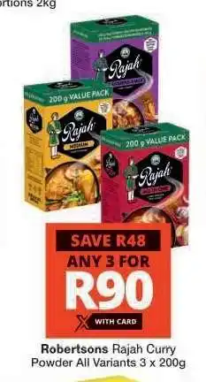 Checkers ROBERTSONS RAJAH CURRY POWDER offer
