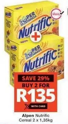Checkers Alpen Nutrific Cereal 2 x 1,35kg offer