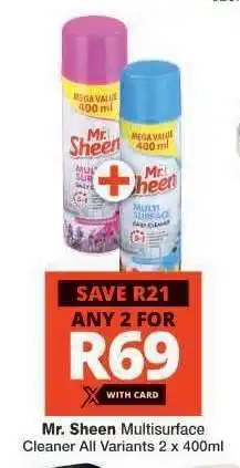 Checkers MR. SHEEN MULTISURFACE CLEANER offer