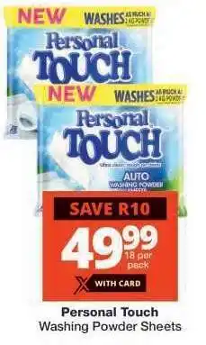 Checkers Personal Touch Washing Powder Sheets offer