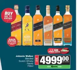 Spar Tops Johnnie Walker Blended Scotch Whisky Family offer