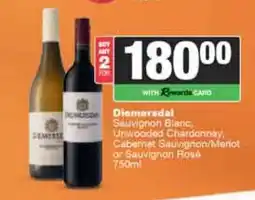 Spar Tops Diemersdal Sauvignon Blanc, Unwooded Chardonnay, Cabernet Sauvignon/Merlot or Sauvignon Rose 750ml offer