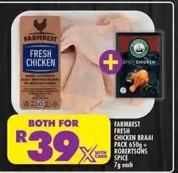 Shoprite FARMBEST FRESH CHICKEN BRAAI PACK 650g + ROBERTSONS SPICE offer
