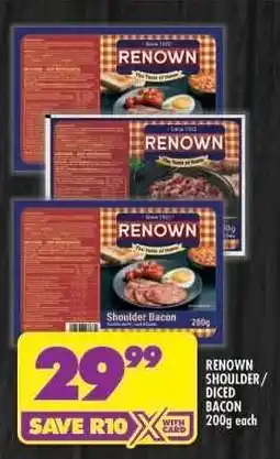 Shoprite RENOWN SHOULDER/DICED BACON 200g each offer