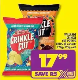 Shoprite WILLARDS CRINKLE CUT POTATO CHIPS all variants 120g/125g each offer