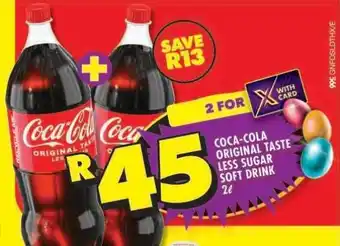 Shoprite Coca-Cola Original Taste Less Sugar Soft Drink 2L offer