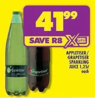 Shoprite Appletiser/Grapetiser Sparkling Juice 1,25ℓ offer